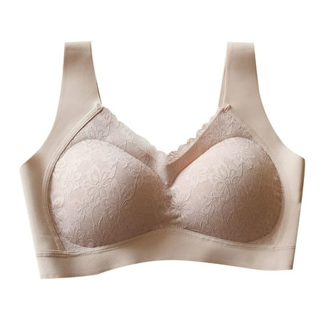 LQCMBYF Workout Top Women Full Cup Thin Underwear Plus Size Five Breasted Wireless Sports Bra Lace Bra Breast Cover Cup Large Size Vest Bras White Tank Top Woman Gym Clothes for Woman (A M)