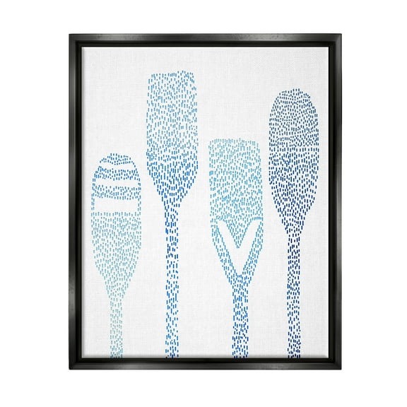 Stupell Boat Oars Abstract Stipple Pattern Landscape Painting Black Floater Framed Art Print Wall Art