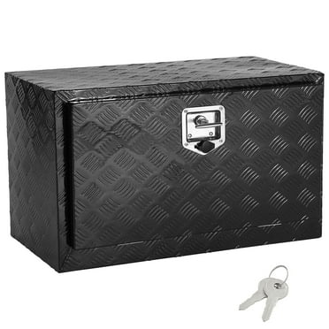 KFFKFF Truck Underbody Storage, Dimensions 36" x 14" x 16", Pickup Stowage Unit, Robust Aluminum Diamond Plate Toolbox with Secure Lock and Keys, Weatherproof Trailer Stowage with T-Handle Fastener