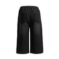thumbnail image 5 of Eltusu Boys Denim Shorts, Casual Straight Legs Elastic Waist Below the Knee Capris Shorts Black Size 14-15 T, 5 of 6