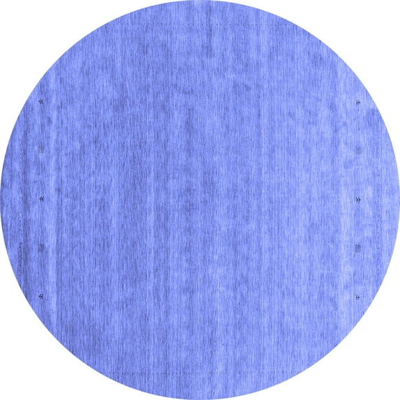 Ahgly Company Indoor Round Abstract Blue Contemporary Area Rugs, 5' Round
