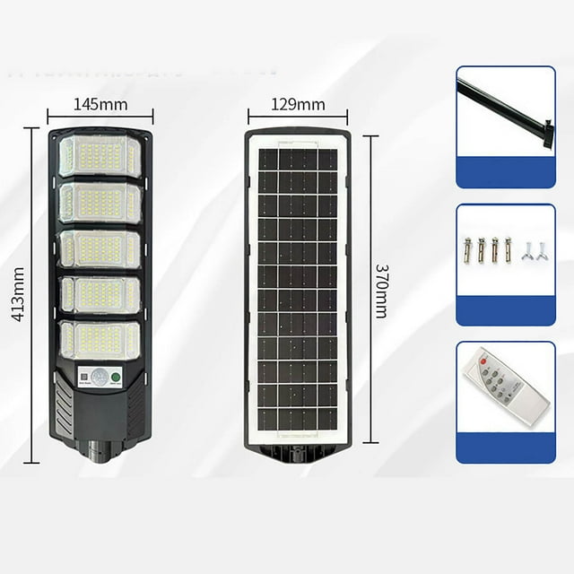 Lámpara de seguridad LED IP65 impermeable para exteriores con farola solar | Sensor de movimiento humano | Carga solar integrada | 200W-500W | Control remoto | Camino de jardín | Múltiples tamaños