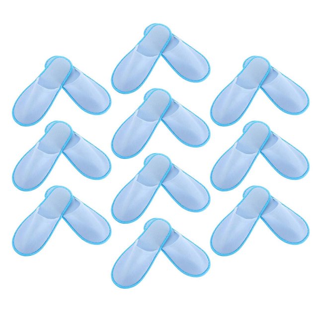 Comfortable 10 Pairs Disposable Slippers For Guests Hotel Supplies Blue Non-slip Indoor Shoes