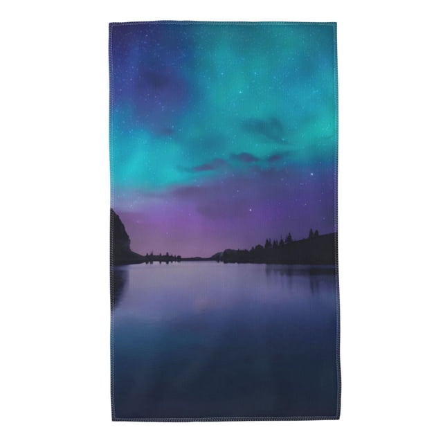 Balery Night At Lake Aurora Toalla de Microfibra Premium con Estampado – 27.5x16 pulgadas, Alta Absorción, Suave y Aterciopelada, Secado Rápido