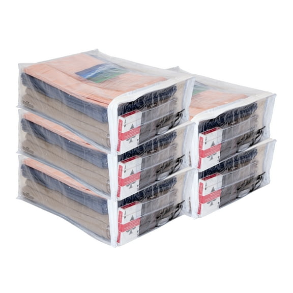 5-Pack Clear Vinyl Zippered Storage Bags 12 x 15 x 5 Inch