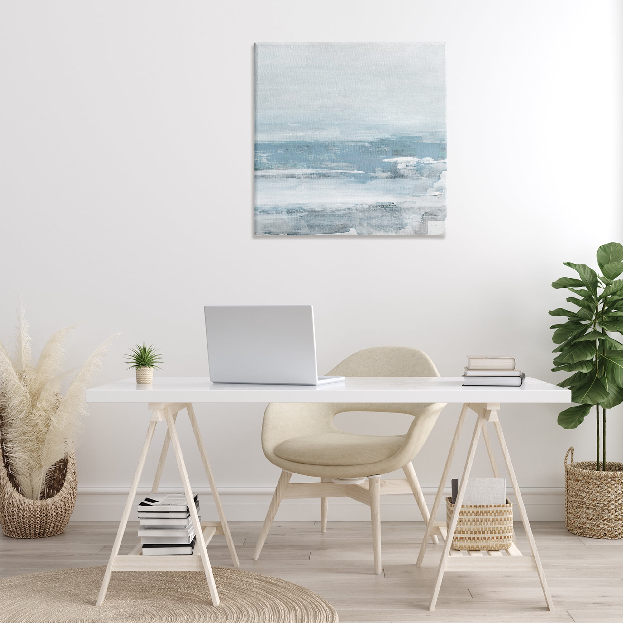 Stupell Industries Foggy Ocean Abstraction Abstract Painting Gallery Wrapped Canvas Art Print Wall Art, 30 x 30