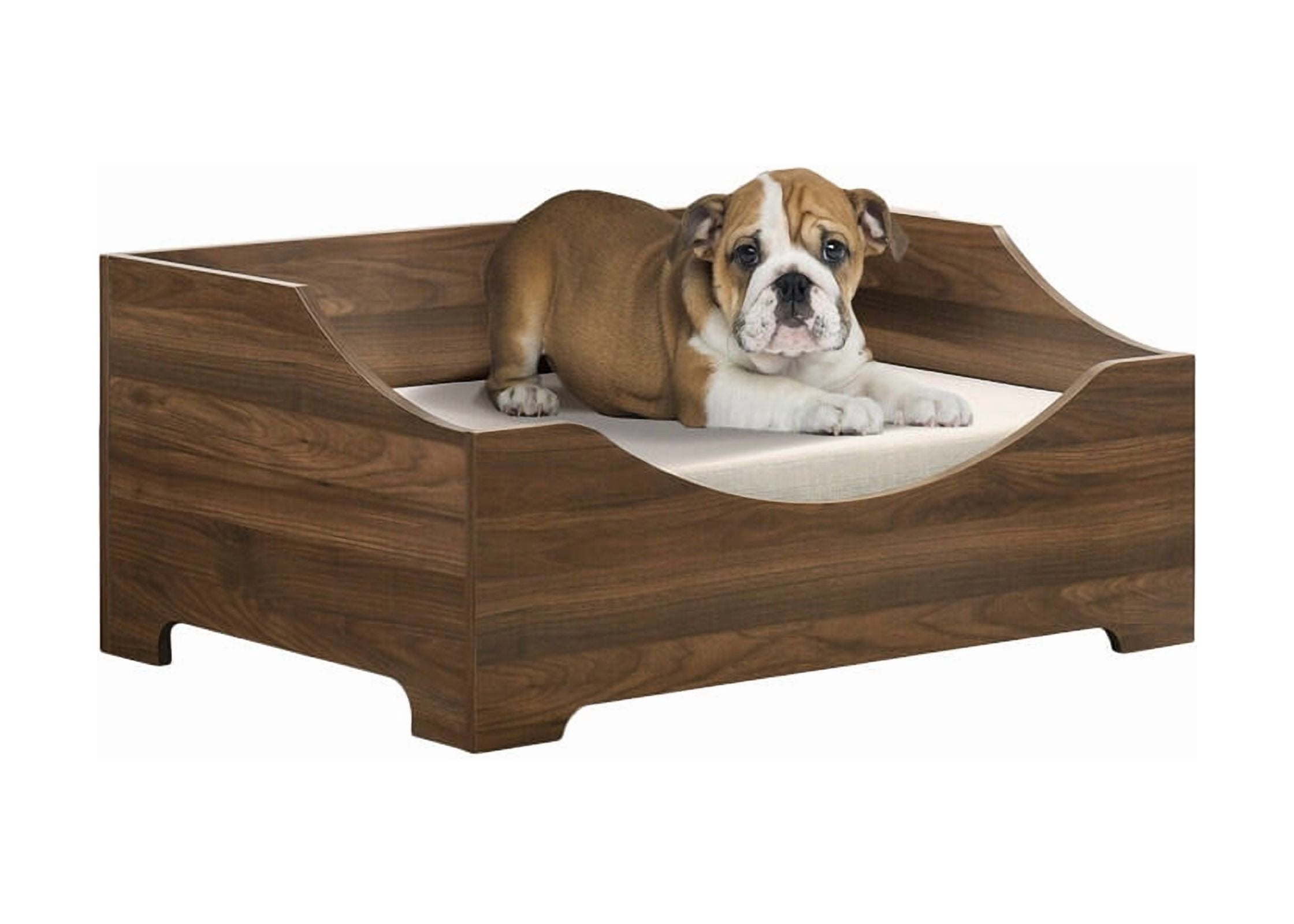 Orthopedic Dog Bed, Gino 36"W Brown Alder Wood Finish 36"W Modern Comfy Pet Bed with Cushion, Brown Dog Bed,Particle Board Cat Bed, Pet Supplies Pet Beds & Furniture