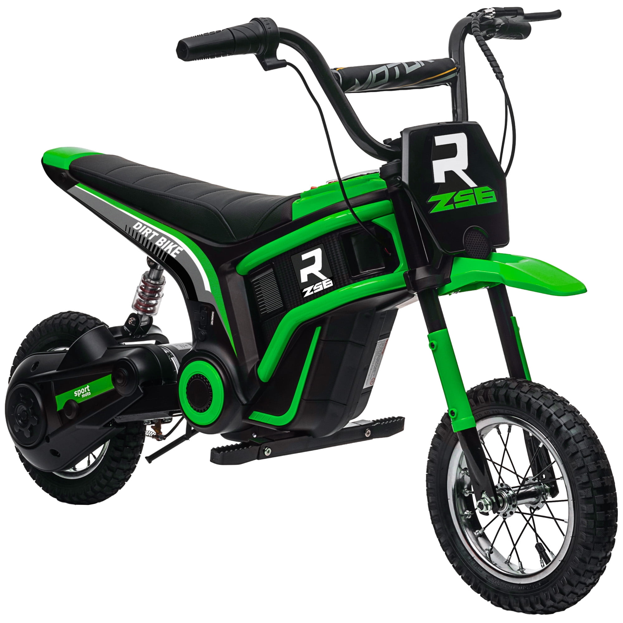 Aosom 24V 350W Electric Dirt Bike, up to 15 MPH w/ Twist Grip, Green