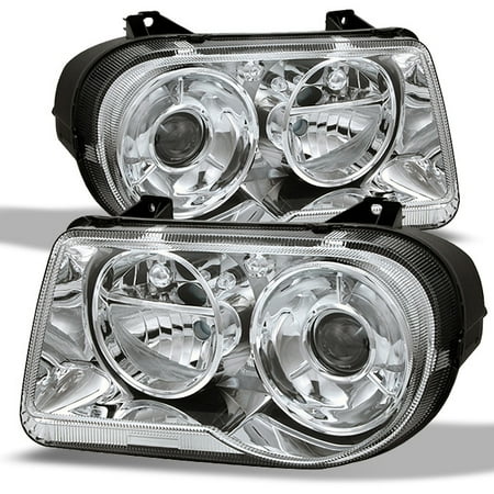 300c Halo Led Projector Headlights - Fits 05-10 Chrysler 300C Replacement Projector Headlights 4805863Ah 4805862Ah