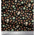 thumbnail image 2 of Soimoi Black Cotton Voile Fabric Leaves,Tea Cup & Coffee Beverages Printed Craft Fabric by the Yard 42 Inch Wide, 2 of 3