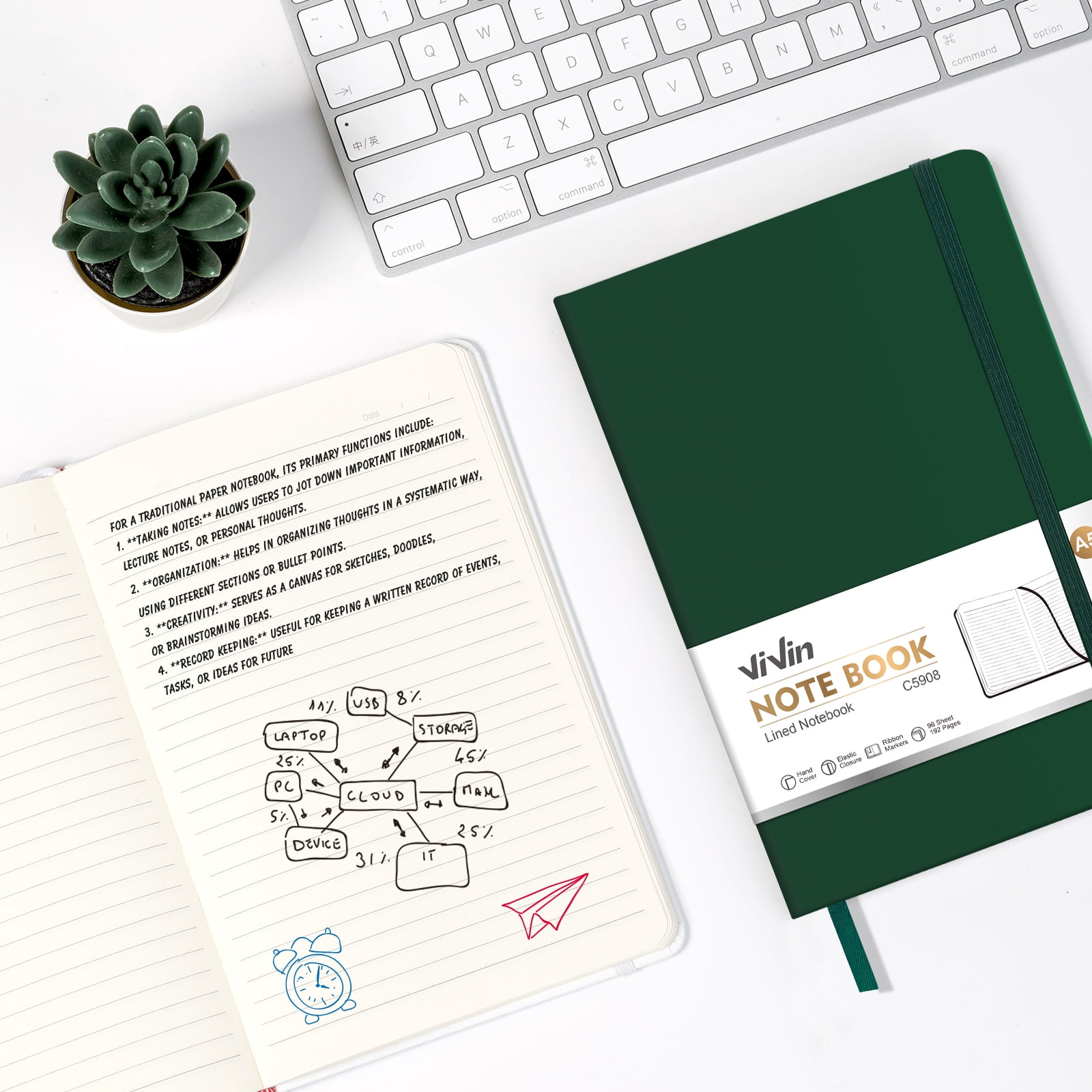 Vivin 3 Pack Lined Journal Notebooks for Writing, 192 Pages, 5.5 x 8.3 inch, Hardcover, Black, Burgundy, Dark Green