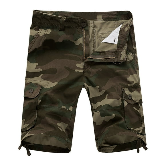 EQWLJWE Short de Sport Homme Shorts Décontractés Camouflage Fermeture Éclair Bouton Multiples Poches Grande Taille Cargo Tactique Shorts pour Hommes Liquidation