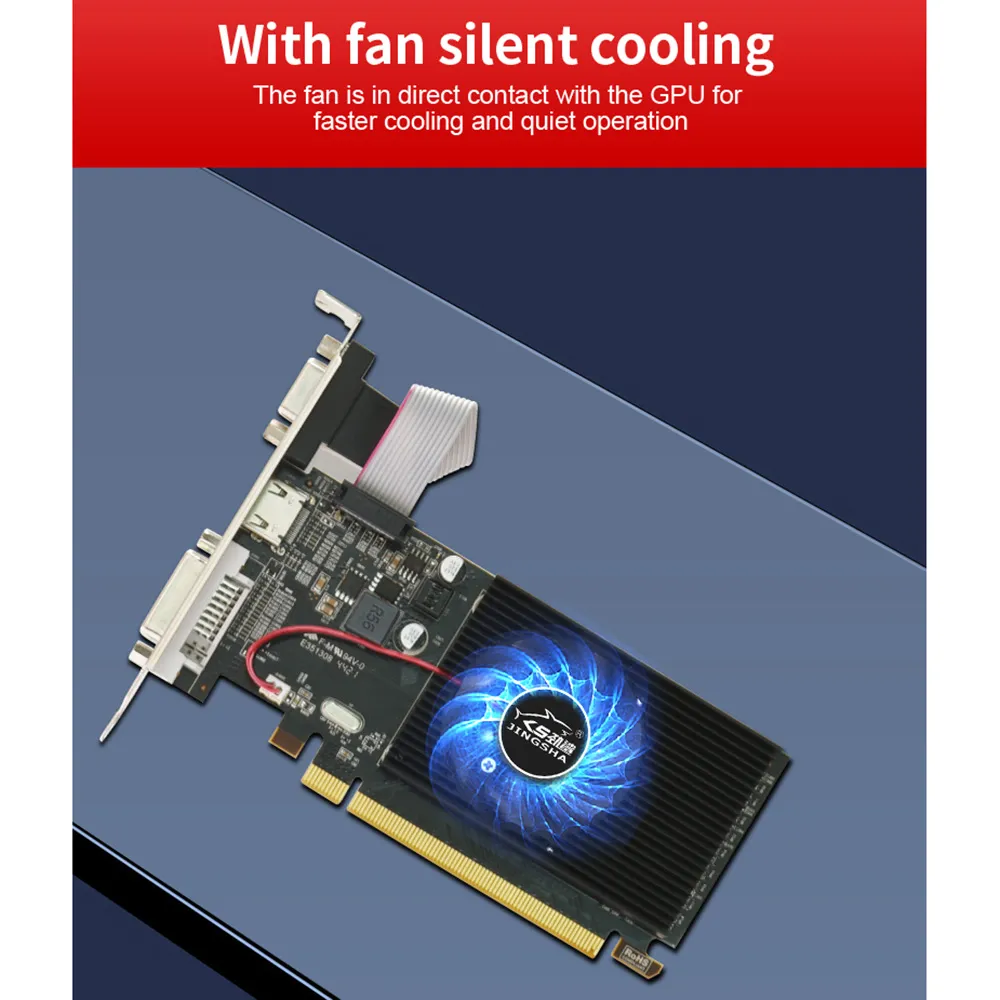 JINGSHA AMD R5 230 Computer Graphics Card, 2G GDDR3, HDMI VGA DVI Video Card ITX SFF Low Profile Ready GPU