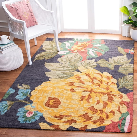 Pemberly Row 3' x 5' Multicolored Hand Tufted Wool Rug in Black
