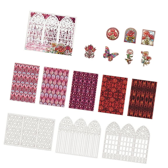 Hollowed Flower Window Frame Cardstock Adhesive Decorative PET Sticker For Card Making Scrapbooking Art Craft Project