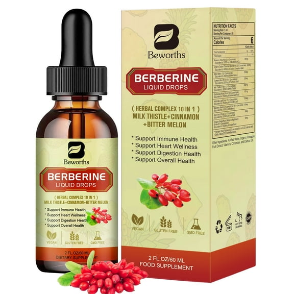 Berberine Supplement, Berberine Liquid Drops Support Immune, Digestion System & Heart Health,2 fl oz