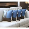 thumbnail image 3 of Set Of Four 18" X 18" Blue Striped Zippered Handmade Polyester Throw Pillow, 3 of 7