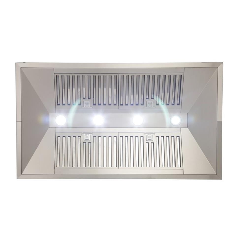Pemberly Row 48" Stainless Steel Island Mounted Range Hood in Silver