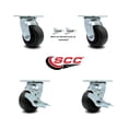 thumbnail image 2 of 4 Inch Polyolefin Caster Set with Roller Bearings 2 Swivel Lock 2 Brake SCC, 2 of 2