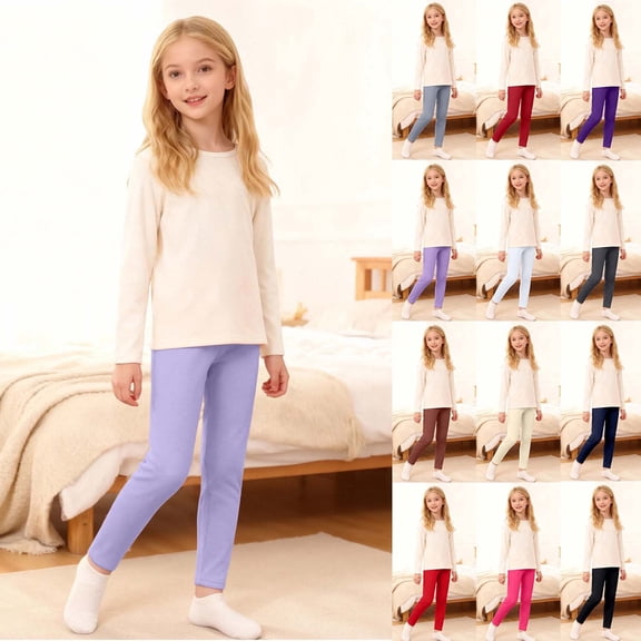 Winter Girls Fleece Lined Leggings Thickened Thermal Tights For Toddler To Big Kids Soft Stretch Base Layer Pants
