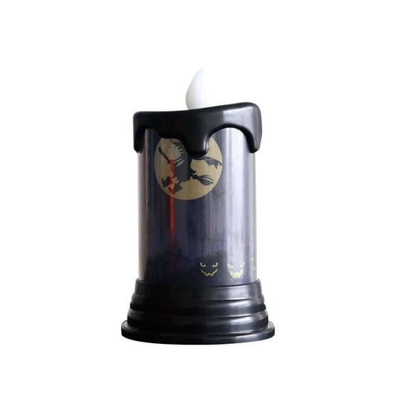 Feltree Halloween Electronic Flameless Candle Lights with 3D Stickers, Battery-Operated Safe Decoration for Indoor/Outdoor Parties & Spooky Night Lighting