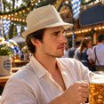 thumbnail image 4 of SRZYMJ Men's Mesh Fedora Hat Summer Breathable Straw Trilby Homburg Hat Short Brim Jazz Derby Cap Women Foldable Panama Gatsby Hat, 4 of 6