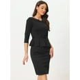 thumbnail image 2 of DARING DIVA Peplum Dress Belted Cocktail Sheath Dress XS Black, 2 of 6