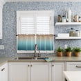 thumbnail image 6 of Half Window Curtains 24 Inches Long, Navy Blue Brown Ombre Window Treatment Curtain Drapes, Teal Gradient Color Modern Abstract Art Short Curtains Tiers for Kitchen Over Sink, 27.5"x24", 2 Panels, 6 of 7