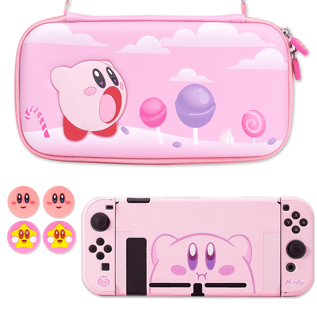 Kirby Bundle – Kawaii Pink Nintendo Switch Standard, Lite, OLED Case  Carry Grips 