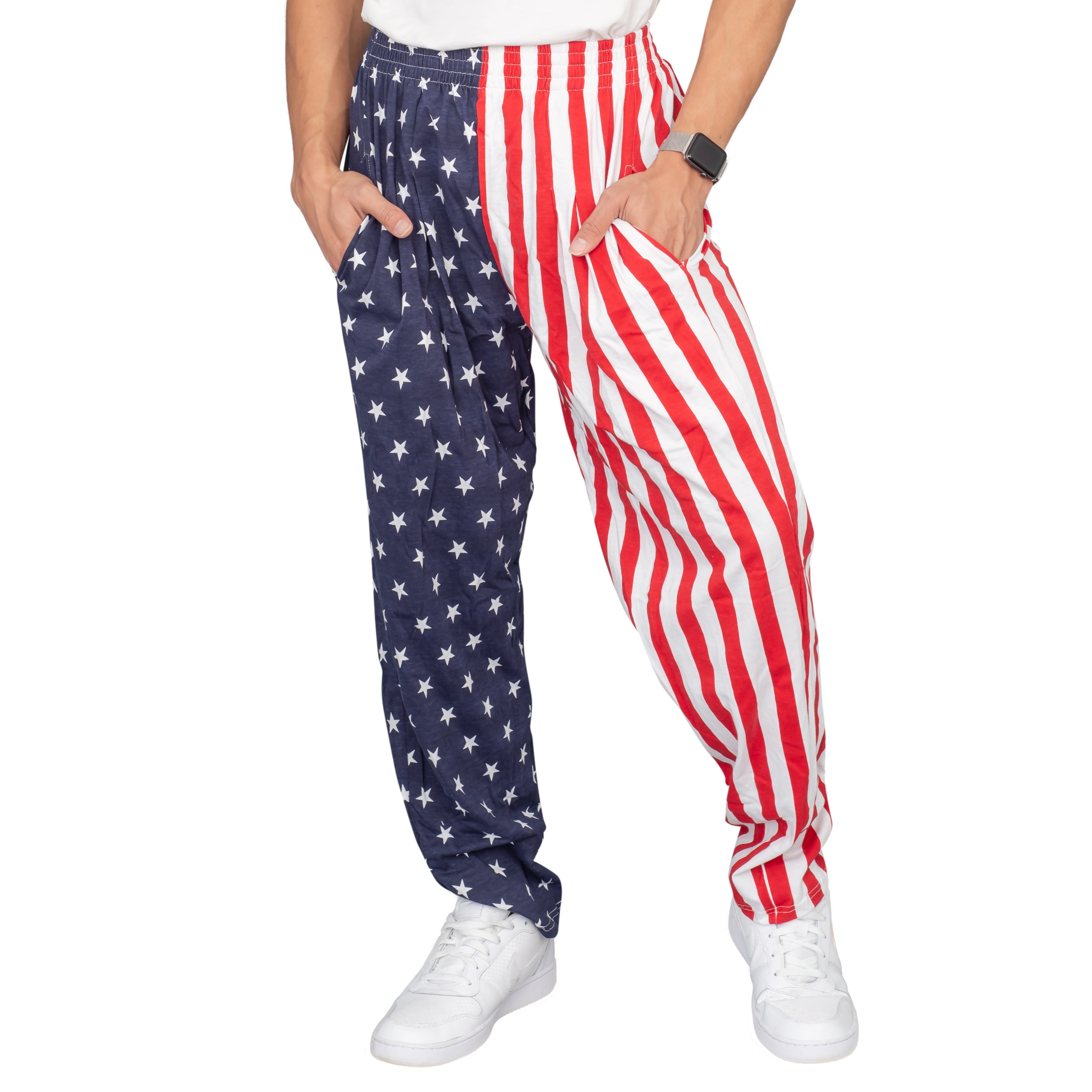 Hochen American Flag Eagl Patterned Mens Flat Angle Pants 