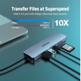 thumbnail image 3 of Concentrador USB C, estación de acoplamiento USB C 7 en 1, adaptador multipuerto HDMI, 100 W PD, 2 USB 3.0, USB C 3.0, base SD/TF para portátil tipo C, 3 of 7