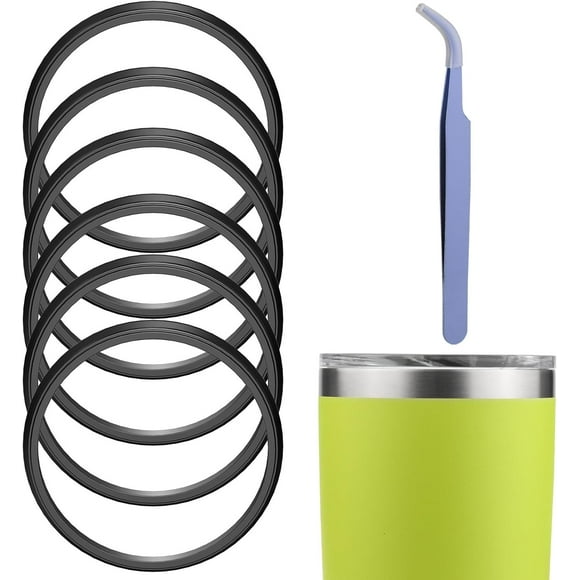 Gasket Replacement Compatible with Yeti, 6 Pack 20 oz Lid Seal Compatible with Yeti Stainless Steel Insulated Tumbler Mugs, Silicone O-Ring Parts with A Tweezer