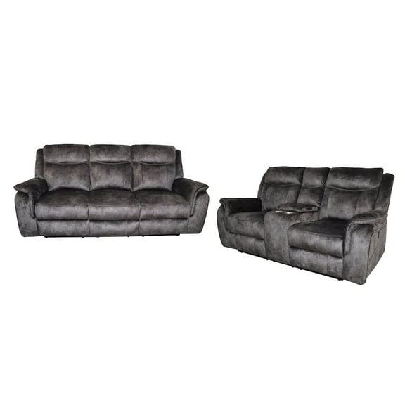 New Classic Furniture Park City 2-Piece Fabric Power Living Room Set, Slate