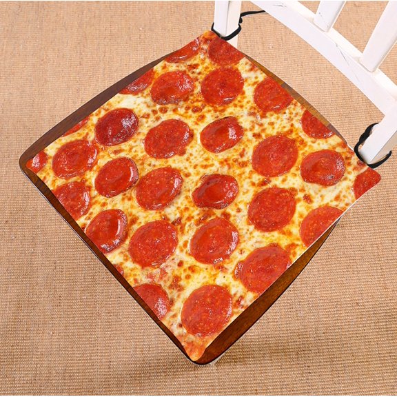 PHFZK Pizza Chair Pad, Italian Classic Pepperoni Pizza Seat Cushion Chair Cushion Floor Cushion Two Sides Size 16x16 inches