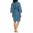 thumbnail image 2 of Fishers Finery Women's Waffle Kimono Resort Spa Robe; Above Knee with Tie Waist; Ultra Absorbent (Blue, L), 2 of 6