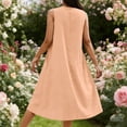 thumbnail image 5 of JGGSPWM Women's Summer Cotton Linen Dress Lightweight Loose Crew Neck Sleeveless Casual Swing Beach Sun Dresses with Pockets Orange S, 5 of 8