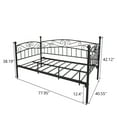 thumbnail image 3 of Twin Bed Frame, Daybed Frame with Headboard, Classic Decorative Appearance Twin Size Sofa Bed with Steel Slat Support, Metal Bed Frame, Mattress Foundation Bed for Living Room Guest Room, Black, 3 of 6
