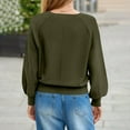 thumbnail image 5 of Womens Baggy Sweaters with Buttons Lantern Long Sleeve Trendy Pullover Knit Tops Soft Casual Fall Jumpers Knitwear (L, Army Green), 5 of 7