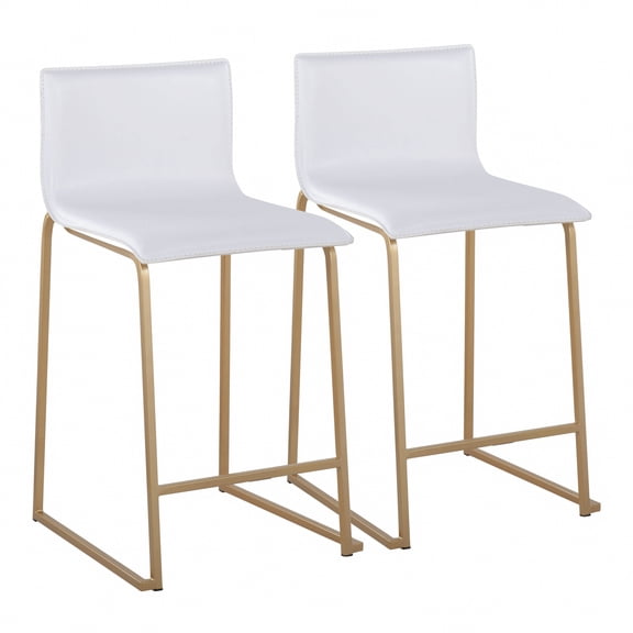 LumiSource Mara Counter Stools, Gold/White, Set Of 2 Stools