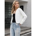thumbnail image 4 of DARING DIVA Women's Knit Long Sleeve Cropped Sweater Cardigan Shrug XS White, 4 of 6