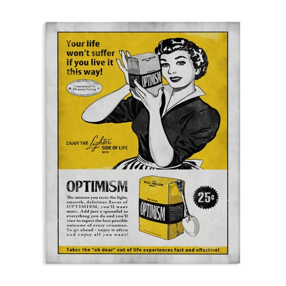 Stupell Industries Eclectic Packaged Optimism Funny Inspirational Vintage Comic Book Design Canvas Art, 16 x 20, by Estera Kecek