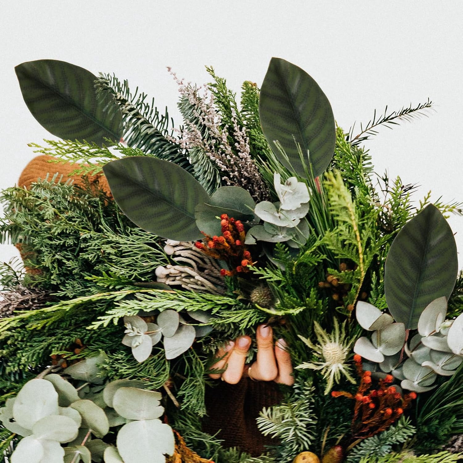 ABCISI 60 Pcs Artificial Magnolia Leaves Magnolias Stems Fake Flower Bouquet Fake Green Leaves Dried Palm Leaves Leaf Wreath Decor Green Decor Silk Leaves Touch Silk Cloth Olive Leaf