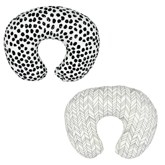 Dosaele 2 Pack Nursing Pillow Cover Slipcover for Breastfeeding Pillows , Soft and Comfortable Safely Fits On Standard Infant Nursing Pillows (Geometric & Speckles)