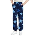 thumbnail image 3 of dazeni Girls Floral Boho Sweatpants Cute Graphic Elastic Waisted Jogger Pants Kids Trendy Loose Casual Full Length Trousers with Pockets Dark Blue, 3 of 6