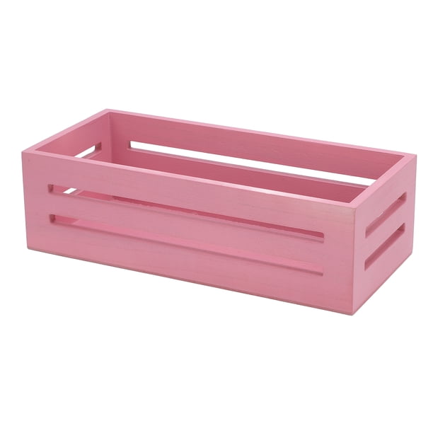 Cesta De Almacenamiento De Madera, Contenedor De Almacenamiento De Despensa De Larga Duración, Color Rosa, 12,99 X 6,1 X 3,94 Pulgadas, Ahorro De Espacio Para Dormitorio Para
