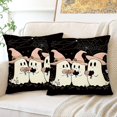 thumbnail image 2 of Halloween Pillow Covers 18x 18 Inch Set of 2 Pink Cute Boo Ghost Black Throw Pillow Covers Indoor Outdoor Decorative Pillow Case for Sofa Couch Bed Living Room Halloween Decor, 2 of 6
