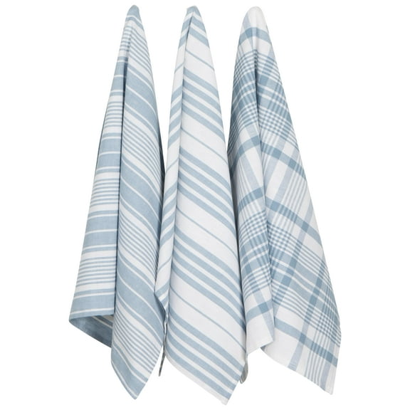 Now Designs Jumbo Woven Cotton Kitchen Towels Slate Blue, Set of 3