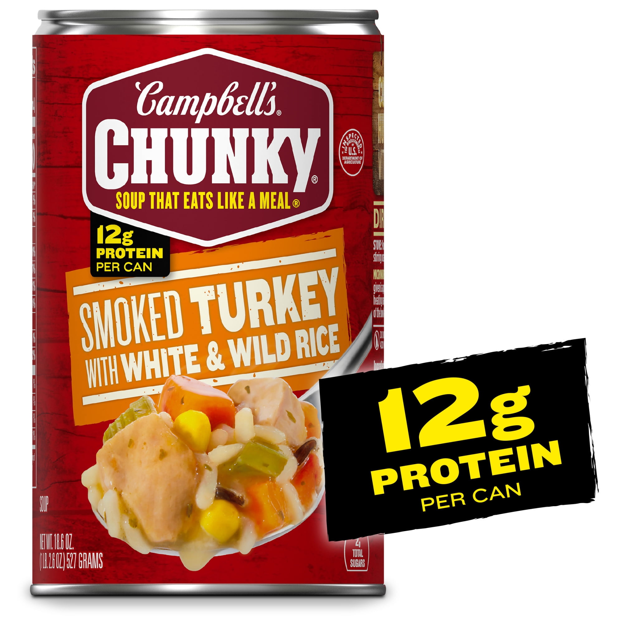 Campbell’s Chunky Soup, Ready to Serve Smoked Turkey with White and Wild Rice Soup, 18.6 oz Can