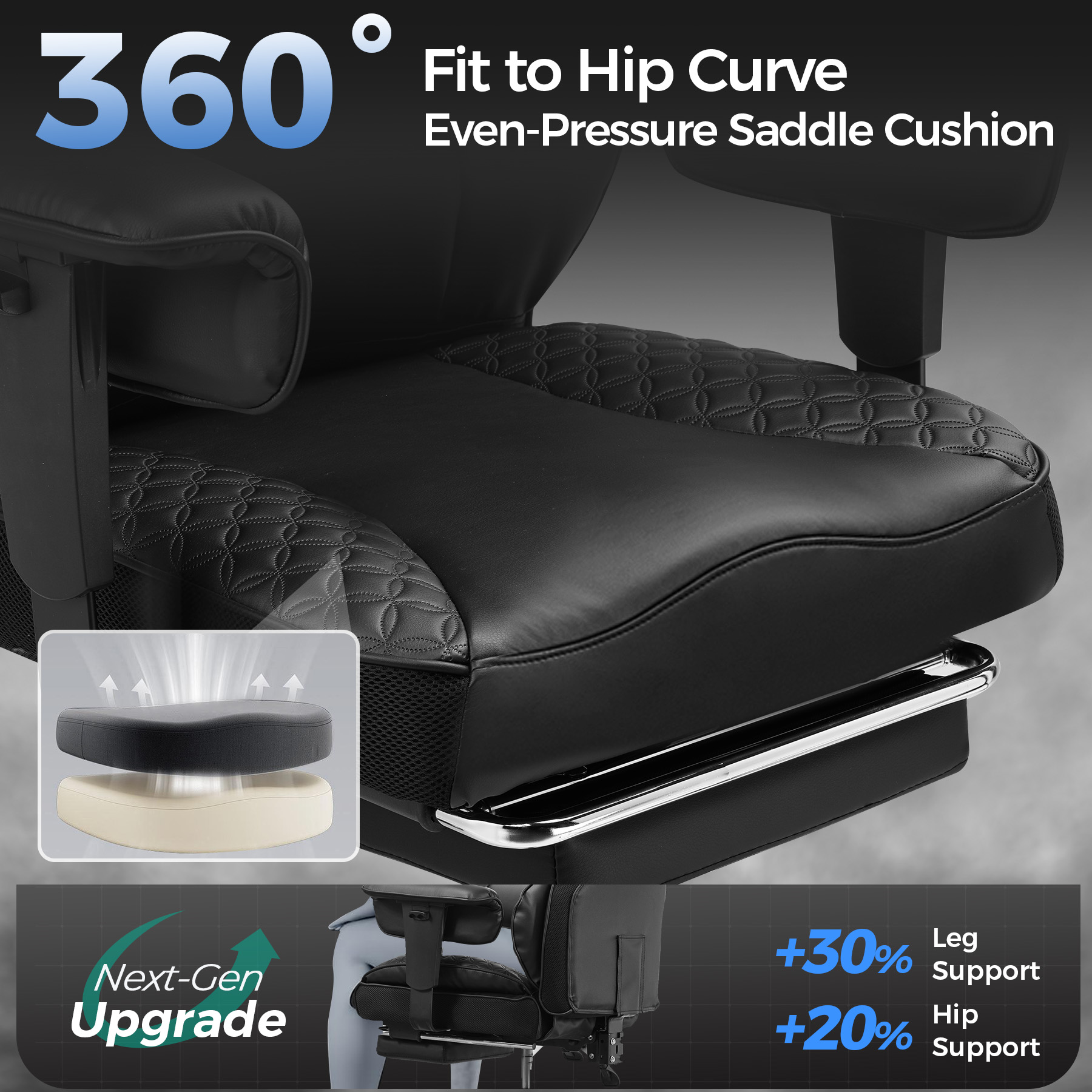 LUCKLIFE Big & Tall Office & Gaming Chair 400LBS Capacity, Wide Ergonomic Seat with Footrest, Adjustable Armrests, Black