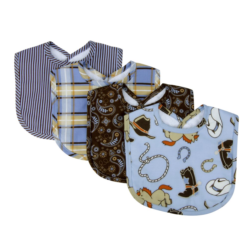 Cowboy Baby 4 Pack Bib Set